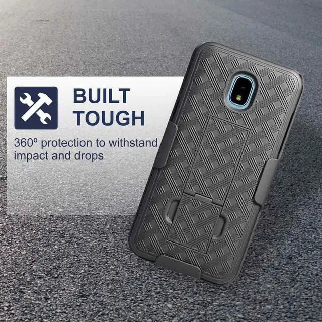 Alt view image 6 of 7 - Samsung Galaxy J3 5.0" (3rd 2018) Rome Tech Shell Holster Combo Case - Black