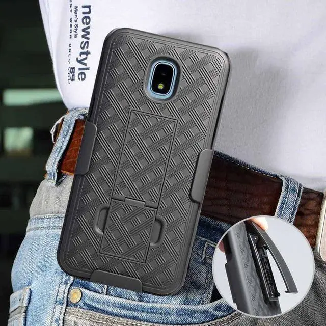 Alt view image 7 of 7 - Samsung Galaxy J3 5.0" (3rd 2018) Rome Tech Shell Holster Combo Case - Black