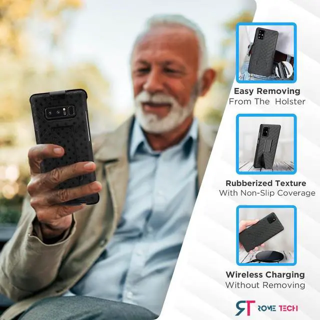 Alt view image 5 of 5 - Samsung Galaxy Note 8 6.3" (2017) Rome Tech Shell Holster Combo Case - Black (Side Open)