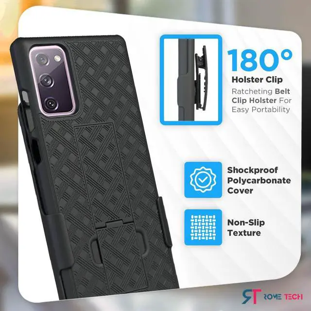 Alt view image 3 of 6 - Samsung Galaxy S20 FE 5G 6.5" (2020) Rome Tech Shell Holster Combo Case - Black