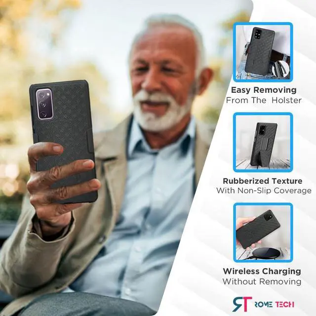 Alt view image 6 of 6 - Samsung Galaxy S20 FE 5G 6.5" (2020) Rome Tech Shell Holster Combo Case - Black