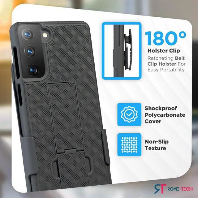 Alt view image 4 of 6 - Samsung Galaxy S21 6.2" (2021) Rome Tech Shell Holster Combo Case - Black