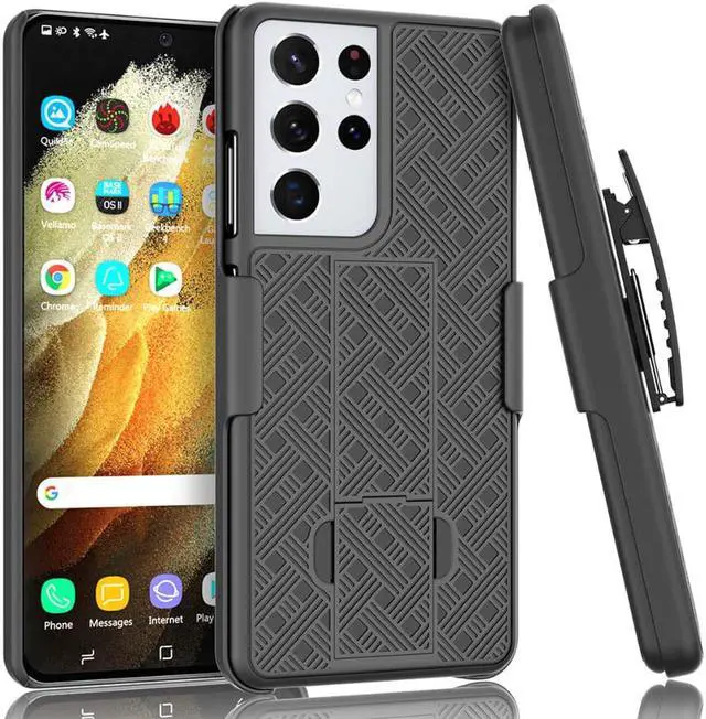 Main image of Samsung Galaxy S21 Ultra 6.8" (2021) Rome Tech Shell Holster Combo Case - Black