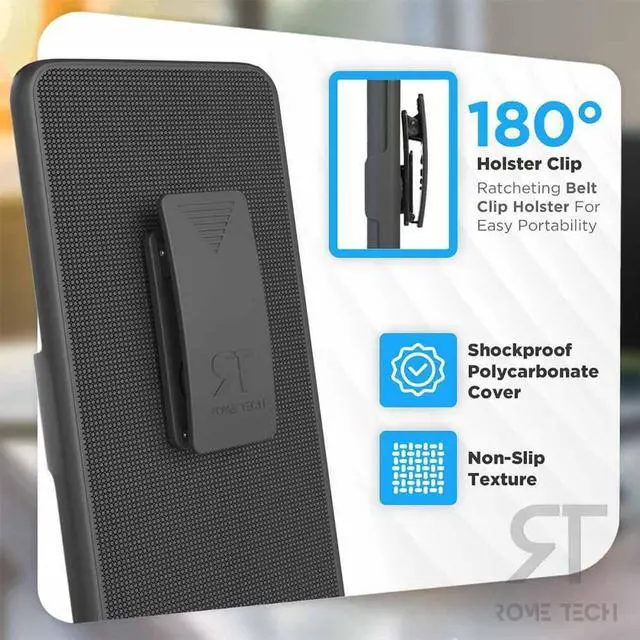 Alt view image 3 of 5 - T-Mobile REVVL 6 5G 6.52" (2022) Rome Tech Shell Holster Combo Case - Black