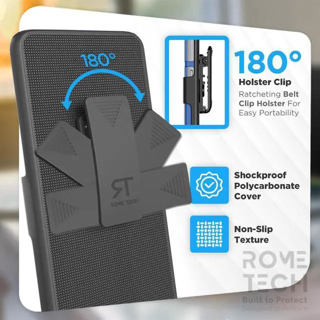Alt view image 3 of 7 - T-Mobile REVVL 6 5G 6.52" (2022) Rome Tech Shell Holster Combo Case - Blue Case / Black Holster