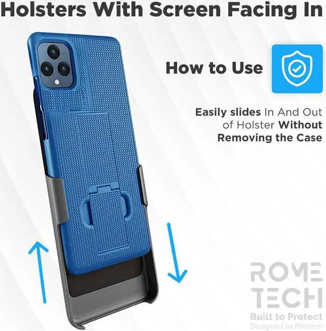 Alt view image 4 of 7 - T-Mobile REVVL 6 5G 6.52" (2022) Rome Tech Shell Holster Combo Case - Blue Case / Black Holster