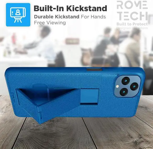 Alt view image 5 of 7 - T-Mobile REVVL 6 5G 6.52" (2022) Rome Tech Shell Holster Combo Case - Blue Case / Black Holster
