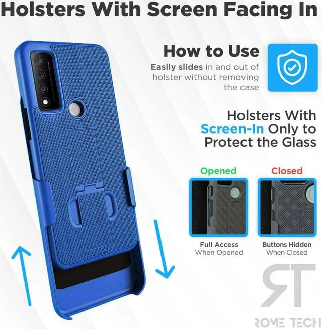Alt view image 4 of 7 - TCL 30 XE 5G 6.52" (2022) Rome Tech Rome Tech Shell Holster Combo Case - Blue