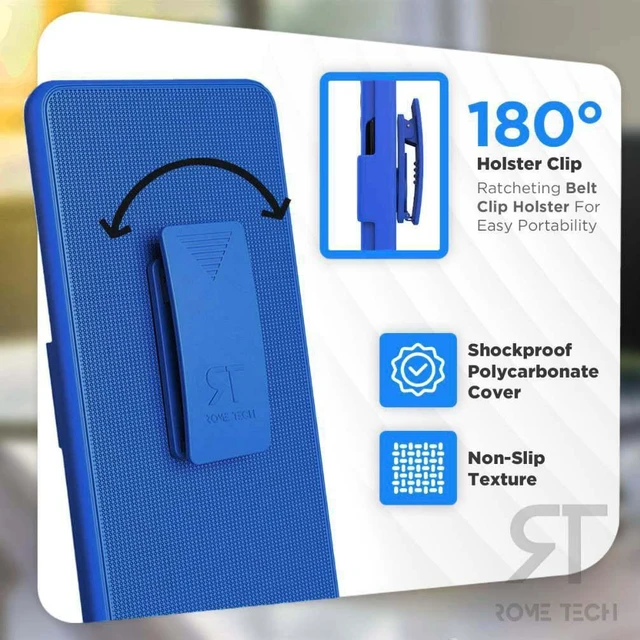 Alt view image 3 of 7 - TCL 30 XE 5G 6.52" (2022) Rome Tech Rome Tech Shell Holster Combo Case - Blue