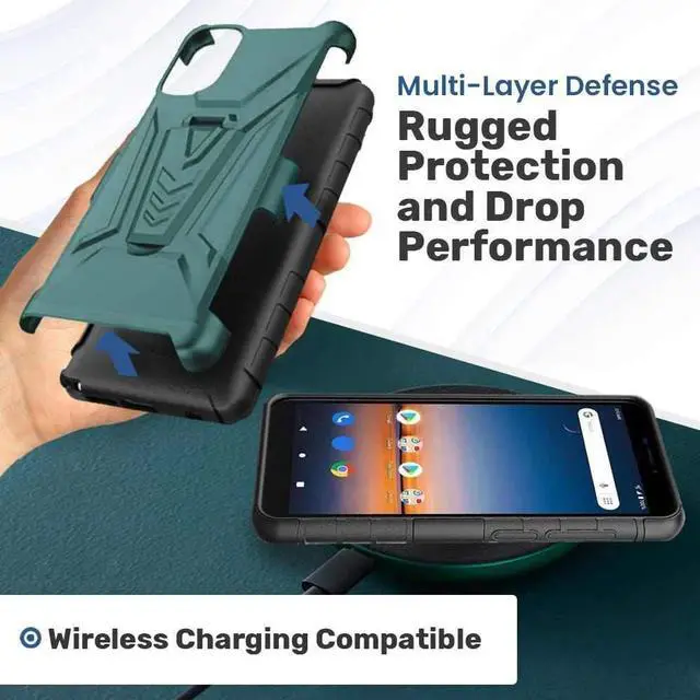 Alt view image 5 of 6 - Apple iPhone 14 Pro Max 6.7" (2022) Rome Tech Dual-Layer Holster Case - Dark Green / Teal