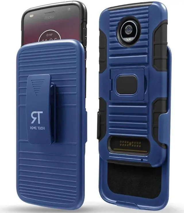 Main image of Rome Tech For Motorola Moto Z2 Play Dual-Layer Holster Case with Kickstand