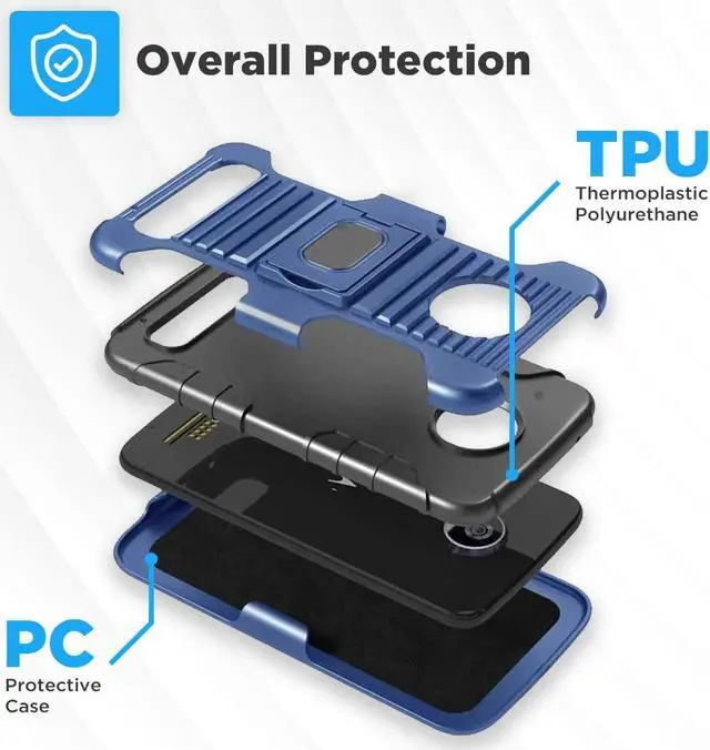 Alt view image 5 of 7 - Rome Tech For Motorola Moto Z2 Play Dual-Layer Holster Case with Kickstand