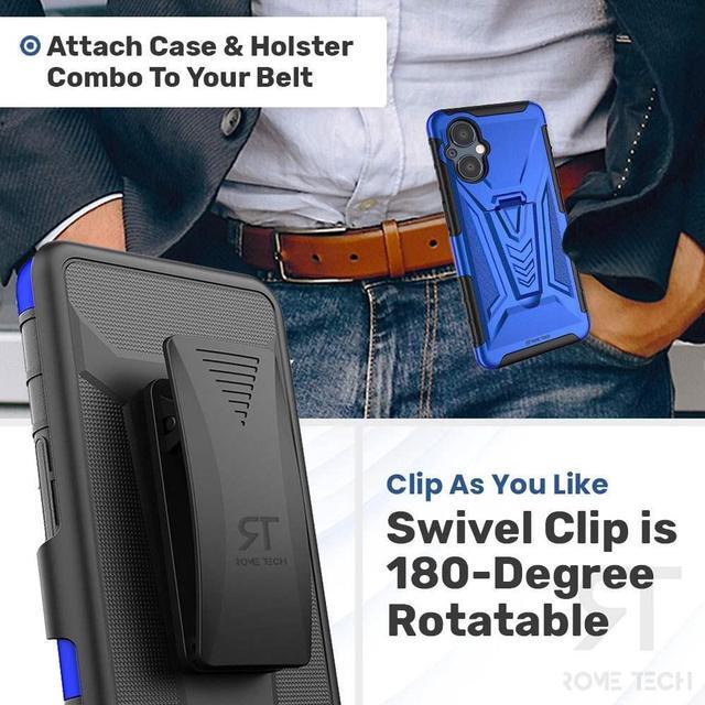 Alt view image 3 of 6 - OnePlus Nord N20 5G 6.43" (2022) Rome Tech Dual-Layer Holster Case - Blue
