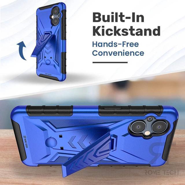 Alt view image 5 of 6 - OnePlus Nord N20 5G 6.43" (2022) Rome Tech Dual-Layer Holster Case - Blue