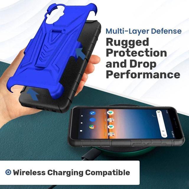 Alt view image 6 of 6 - OnePlus Nord N20 5G 6.43" (2022) Rome Tech Dual-Layer Holster Case - Blue