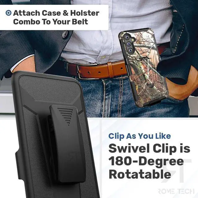 Alt view image 3 of 6 - Samsung Galaxy A14 5G 6.8" (2022) Rome Tech Dual-Layer Holster Case - Camo Tree