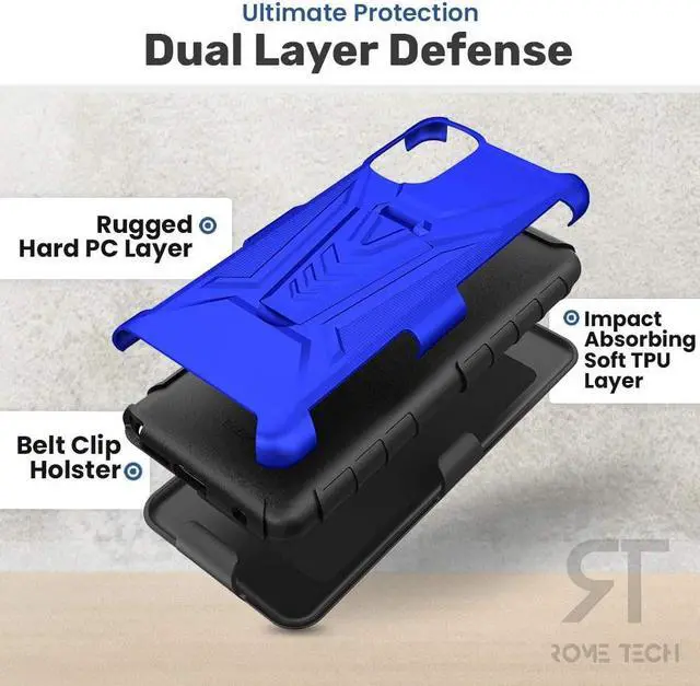 Alt view image 4 of 6 - Samsung Galaxy A53 5G 6.5" (2022) Rome Tech Dual-Layer Holster Case - Blue