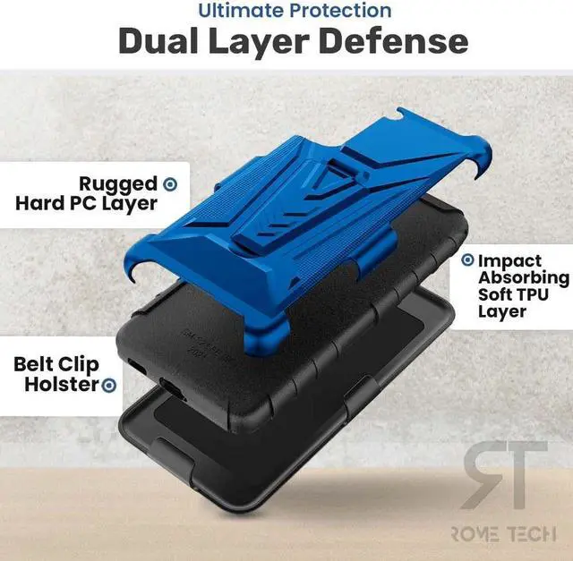 Alt view image 4 of 7 - Rome Tech For Samsung Galaxy S22 Dual-Layer Holster Case Kickstand
