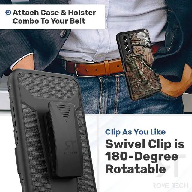 Alt view image 3 of 6 - Samsung Galaxy S22 Plus 6.5" (2022) Rome Tech Dual-Layer Holster Case - Camo Tree