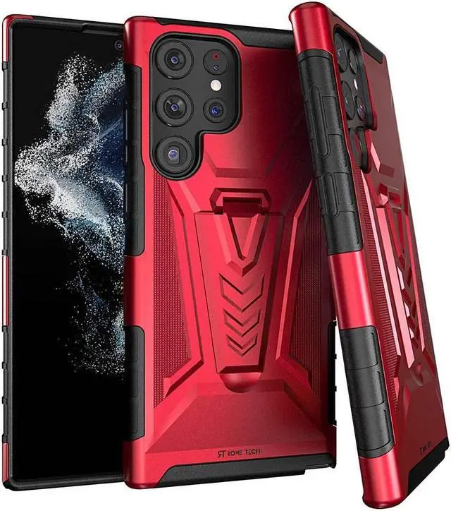 Main image of Samsung Galaxy S22 Ultra 6.8" (2022) Rome Tech Dual-Layer Holster Case - Red