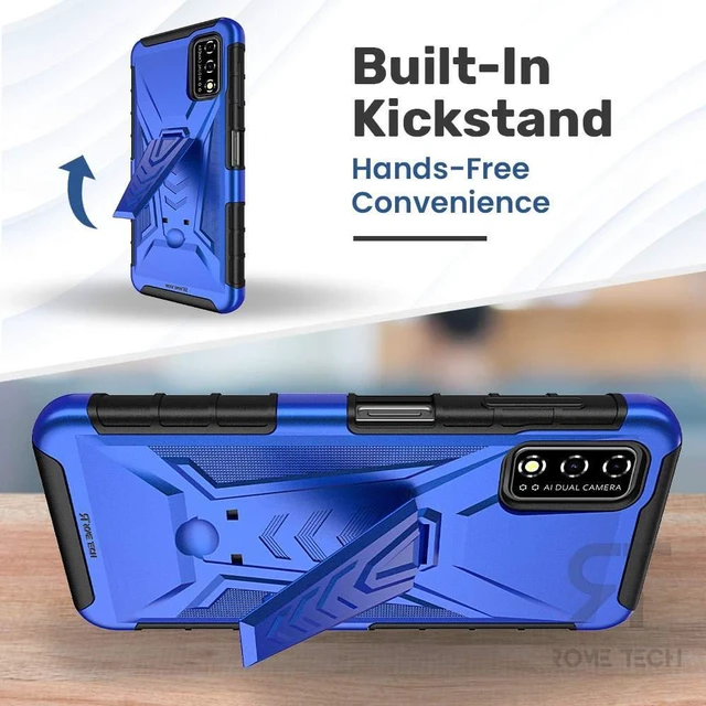 Alt view image 5 of 7 - T-Mobile Revvl V 4G 6.52" (2021) Rome Tech Dual-Layer Holster Case - Blue