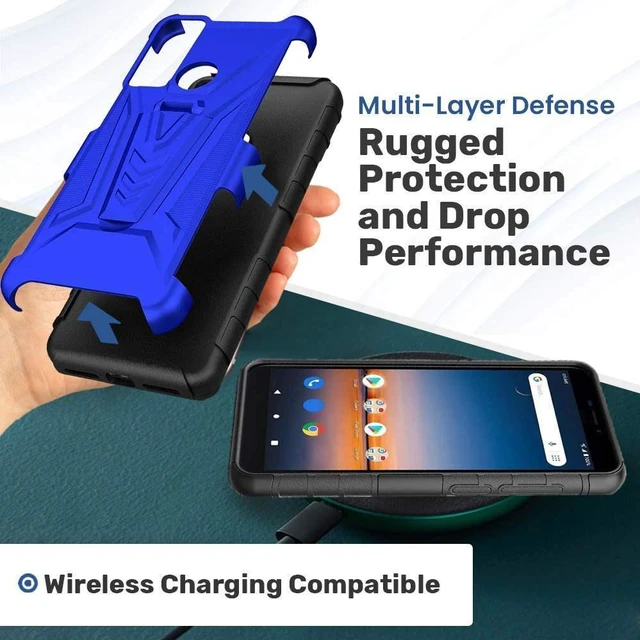 Alt view image 6 of 7 - TCL 4X 5G / 20A 5G 6.5" (2021) Rome Tech Dual-Layer Holster Case - Blue