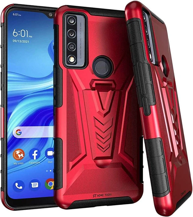 Main image of TCL 4X 5G / 20A 5G 6.5" (2021) Rome Tech Dual-Layer Holster Case - Red