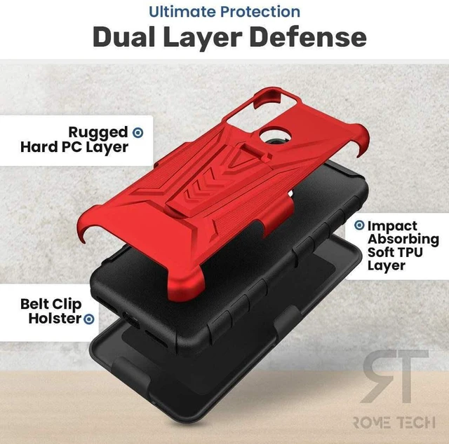 Alt view image 4 of 7 - TCL 4X 5G / 20A 5G 6.5" (2021) Rome Tech Dual-Layer Holster Case - Red