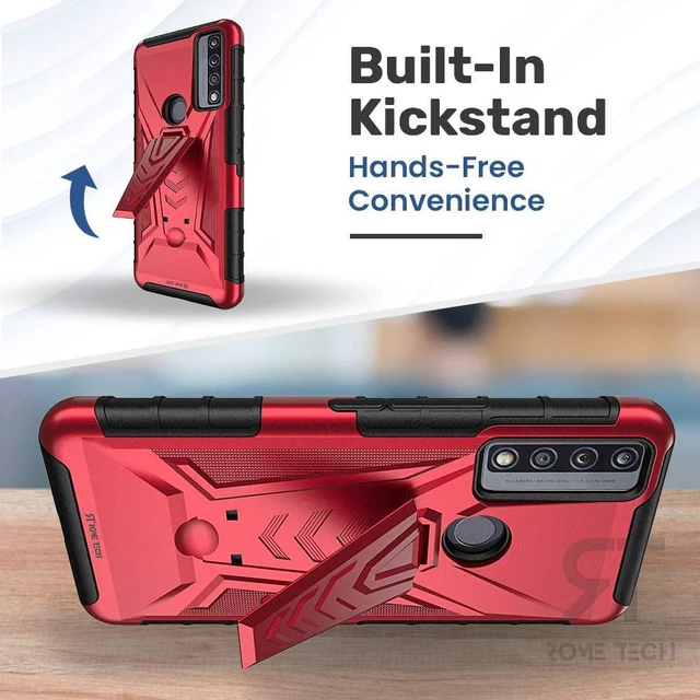 Alt view image 5 of 7 - TCL 4X 5G / 20A 5G 6.5" (2021) Rome Tech Dual-Layer Holster Case - Red