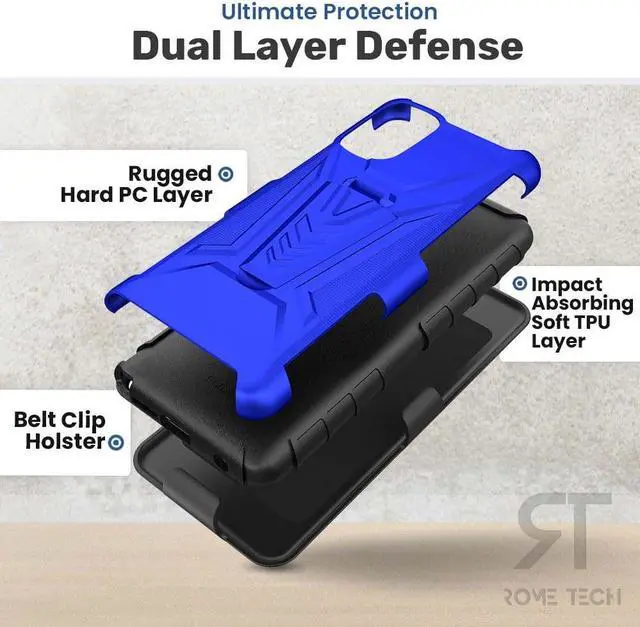 Alt view image 4 of 7 - TCL A3X 6.0" (2021) Rome Tech Dual-Layer Holster Case - Blue