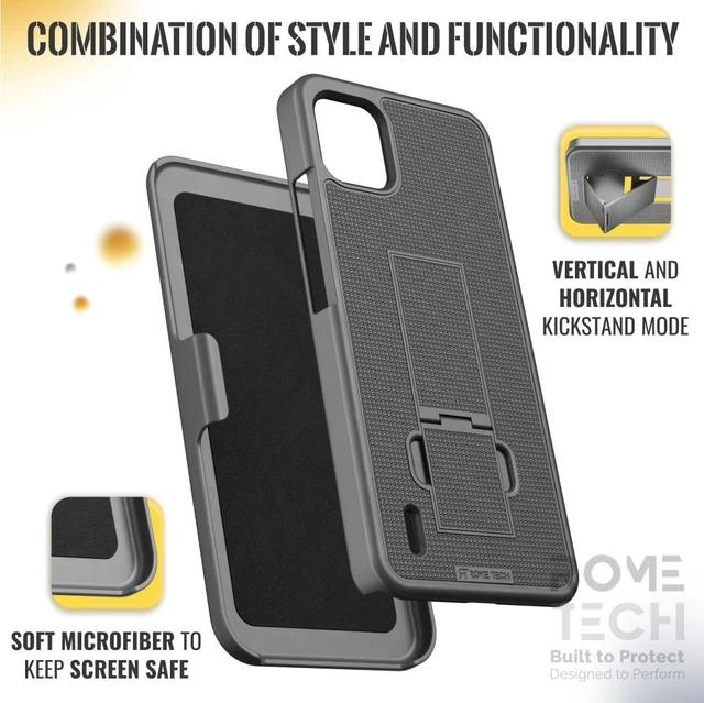 Alt view image 5 of 7 - Nokia C110 (2023) Rome Tech Shell Holster Combo Case - Black