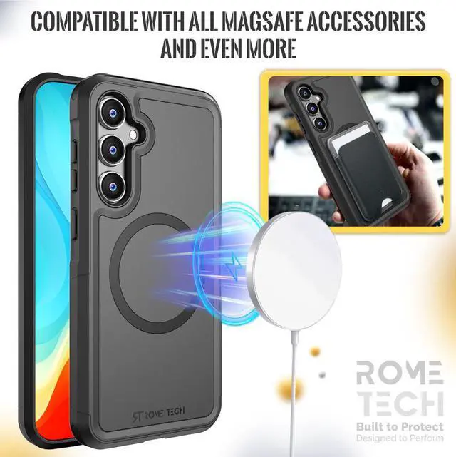 Alt view image 4 of 6 - Samsung Galaxy S23 FE (2023) Rome Tech Dual-Layer Holster Case w/Magsafe - Black