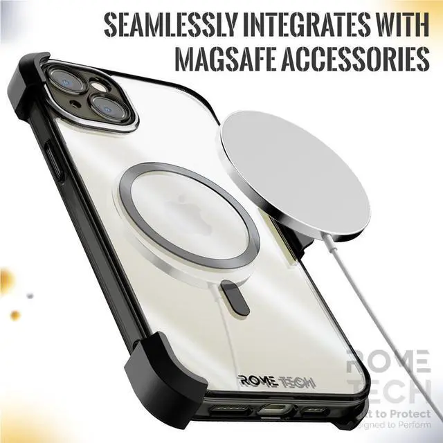 Alt view image 4 of 5 - Apple iPhone 15 (2023) Rome Tech Clarity Holster Case w/Magsafe - Black