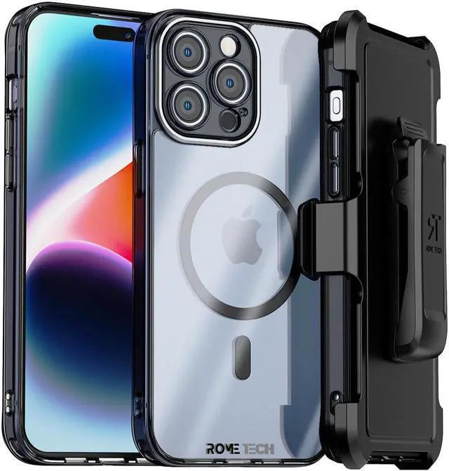 Main image of Apple iPhone 15 Pro Max (2023) Rome Tech Clarity Holster Case w/Magsafe - Black