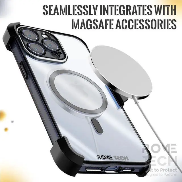 Alt view image 4 of 6 - Apple iPhone 15 Pro Max (2023) Rome Tech Clarity Holster Case w/Magsafe - Black