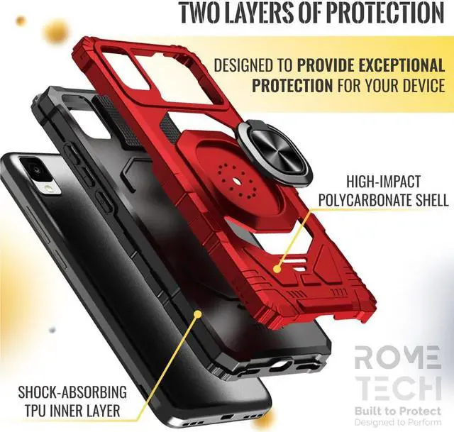 Alt view image 3 of 6 - TCL 30Z / TCL 30 LE (2022) Rome Tech Armor Case - Red