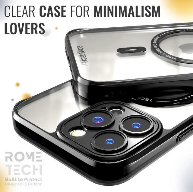 Alt view image 3 of 6 - Apple iPhone 14 Pro Max (2022) Rome Tech Clarity Case w/Magsafe - Black