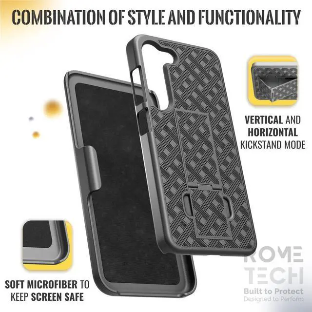 Alt view image 5 of 6 - Samsung Galaxy S24 Plus (2024) Rome Tech Shell Holster Combo Case - Black