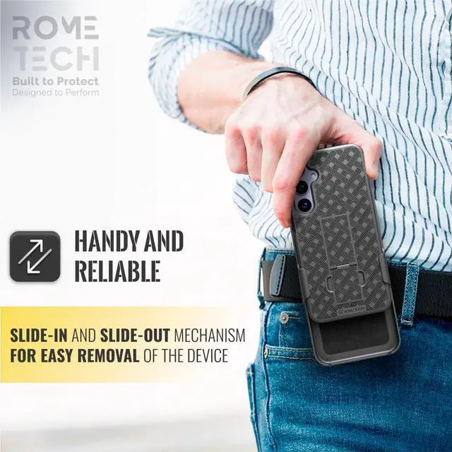 Alt view image 6 of 6 - Samsung Galaxy S24 Plus (2024) Rome Tech Shell Holster Combo Case - Black