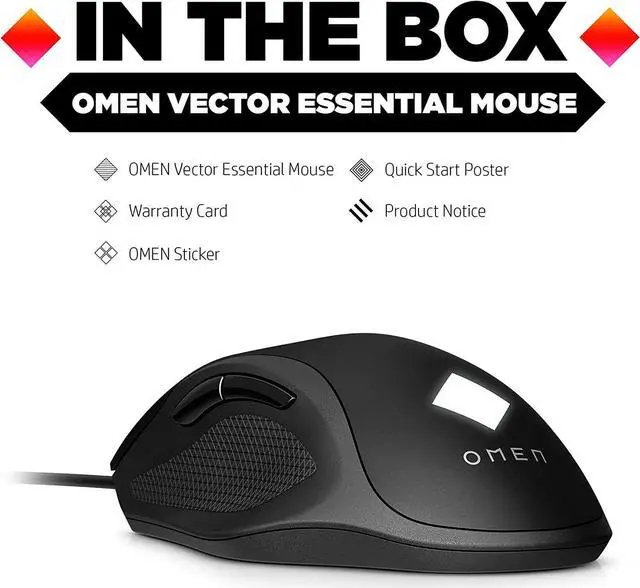 Alt view image 3 of 5 - HP OMEN Vector Essential Gaming Mouse with Lightweight Ergonomic Design 8BC52AA