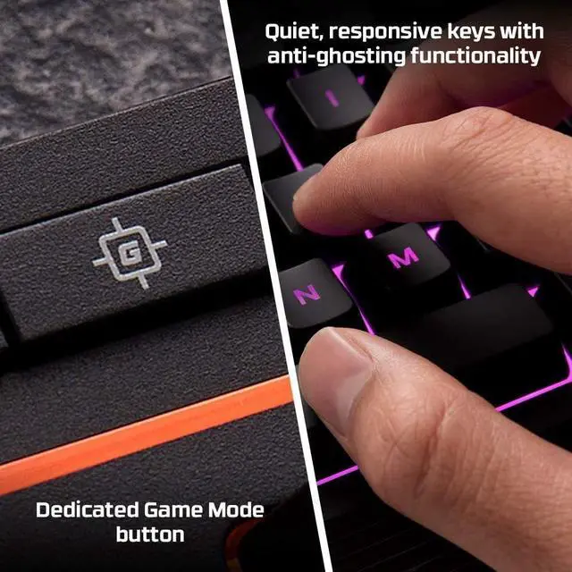 Alt view image 12 of 13 - HyperX Alloy Core RGB - Membrane Gaming Keyboard, Comfortable Quiet Silent Keys with RGB LED Lighting Effects, Spill Resistant, Dedicated Media Keys, Compatible with Windows 10/8.1/8/7 - Black