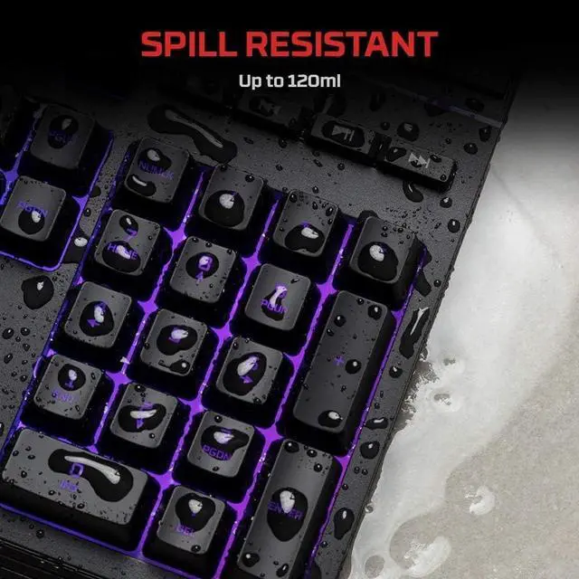 Alt view image 13 of 13 - HyperX Alloy Core RGB - Membrane Gaming Keyboard, Comfortable Quiet Silent Keys with RGB LED Lighting Effects, Spill Resistant, Dedicated Media Keys, Compatible with Windows 10/8.1/8/7 - Black