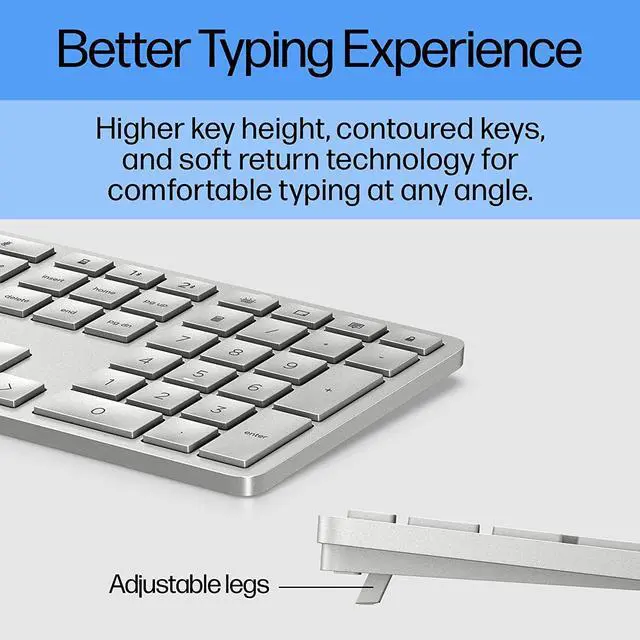 Alt view image 3 of 6 - HP 970 Programmable Wireless Keyboard for PC Windows & MacOS, USB-C Rechargeable
