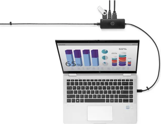 Alt view image 7 of 7 - HP USB-C Travel Hub G2 - Multi Port Dongle for Charging, Accessories, and Connecting an Extra Display - HDMI, VGA, and Two USB-A 3.0 Ports - Scalable Power with 45W, 65W, or 90W Adapter