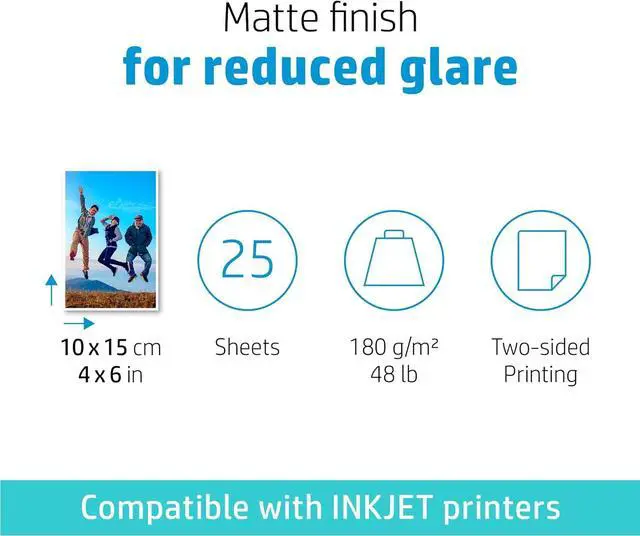 Alt view image 7 of 11 - HP Matte Photo Paper-25 sht/4 x 6 in, 6QH46A