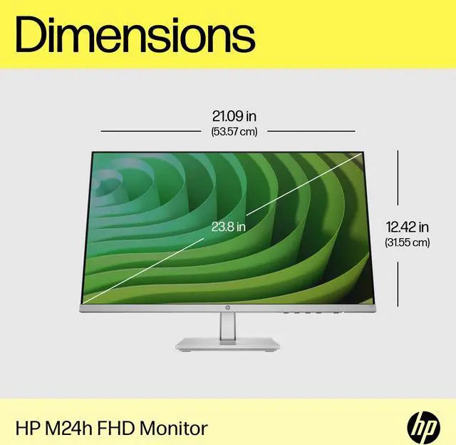 Alt view image 8 of 12 - HP M24h 23.8" FHD (1920 x 1080) IPS Monitor 75 Hz, 300 nits, 5ms GtG AMD FreeSync, HP Eye Ease HDMI, VGA