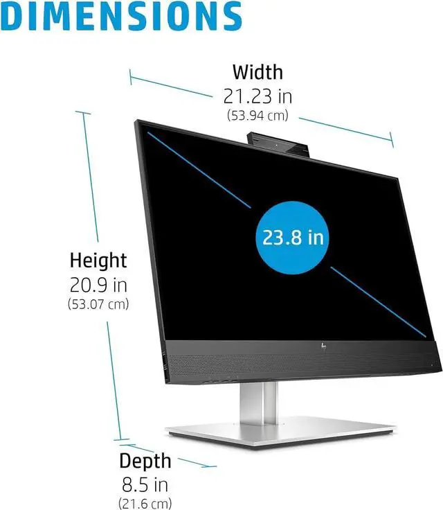 Alt view image 6 of 11 - HP E24mv G4 FHD Webcam 23.8" Monitor 60Hz 250 Nits 5ms Vesa Mount Pivot Swivel