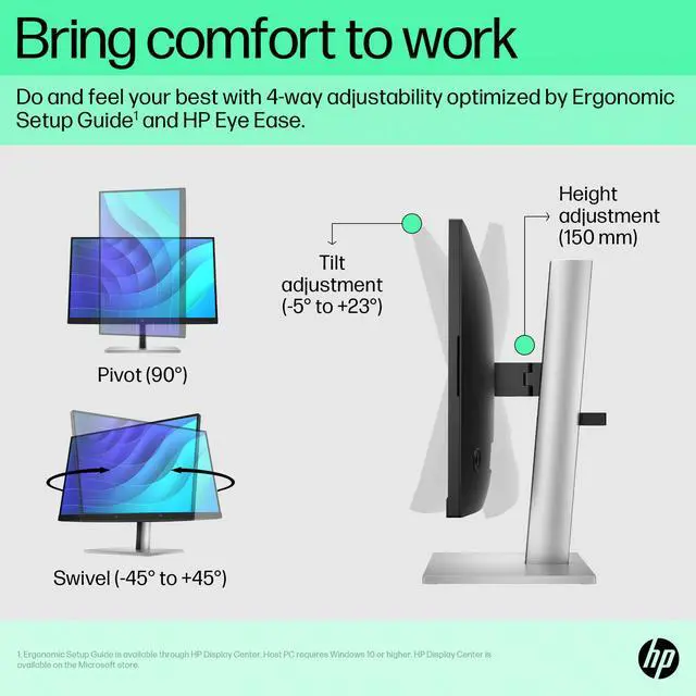 Alt view image 12 of 20 - HP P22h G5 21.5" FHD IPS Monitor 1080p Refresh Rate 5ms GtG Refresh Rate 75Hz Contrast Ratio 1000:1 Stereo Speakers Tilt HDMI DisplayPort VGA - 64W30AA