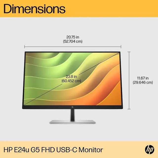 Alt view image 2 of 10 - HP E24u G5 23.8" FHD Monitor IPS USB-C 16:9 Brightness 250 nits 1000:1 5ms HDMI DisplayPort VESA Mount HP Eye Ease Anti-glare Tilt and Height Adjustable - 6N4D0AA