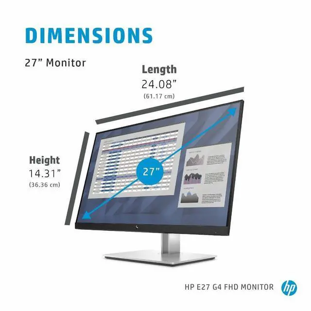 Alt view image 3 of 12 - HP E27 G4 27" FHD IPS Monitor 60Hz Response Time 5ms Contrast Ratio 1000:1 Brightness 250 cd/m² DisplayPort, HDMI & VGA Inputs USB Hub Tilt and Height Adjustment - 9VG71AA